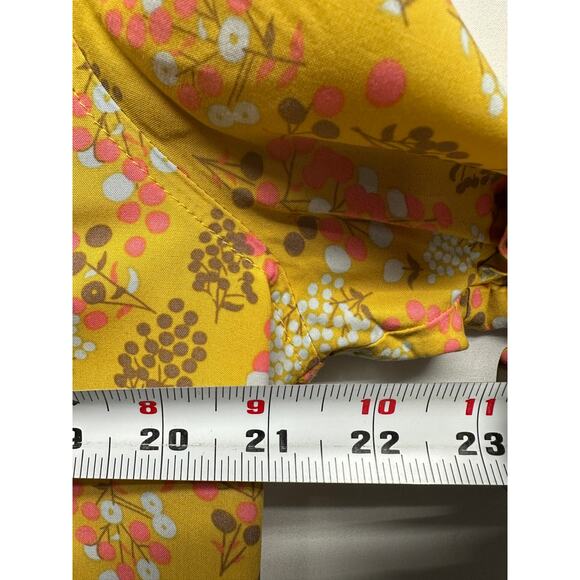 Matilda Jane Yellow Floral Button Blouse Lace Detail Size L Whimsy - Picture 5 of 12